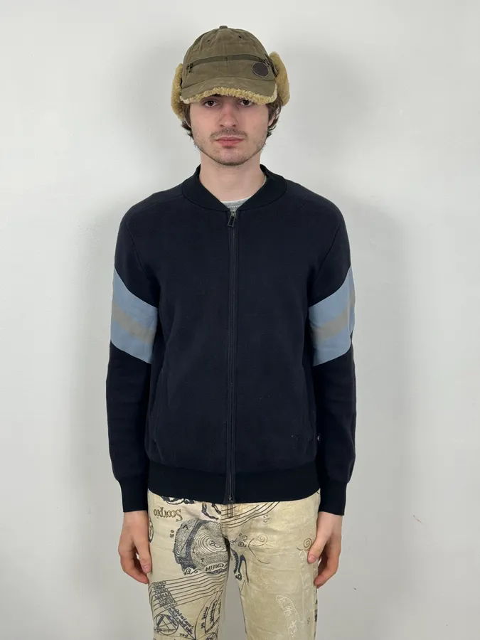 AW2019 Emporio Armani Navy Slim Zip-up Sweater - Image 2
