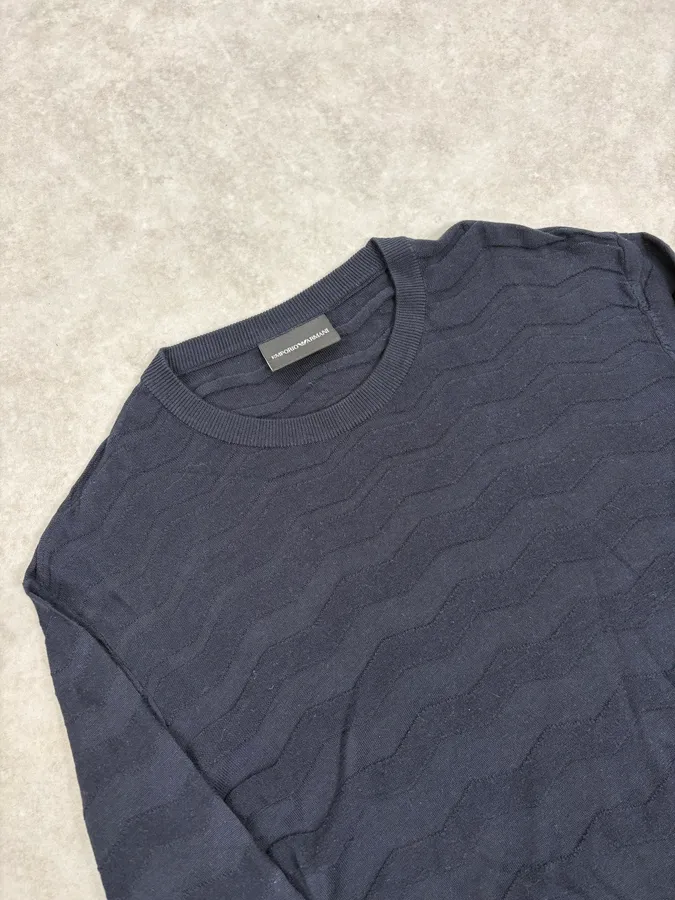 AW2019 Emporio Armani Navy Zigzag Classy Sweater - Image 5