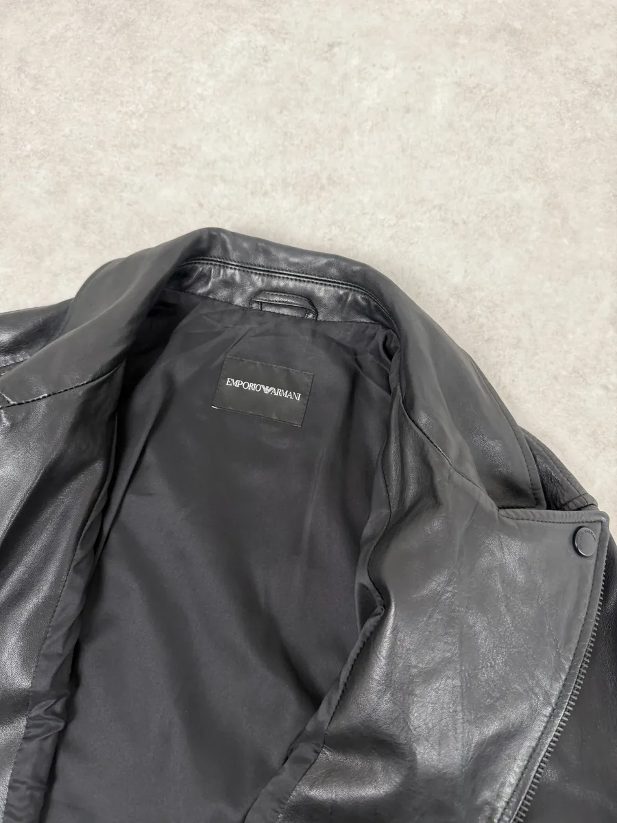 AW2019 Emporio Armani Perfecto Grey Leather Jacket - Image 6