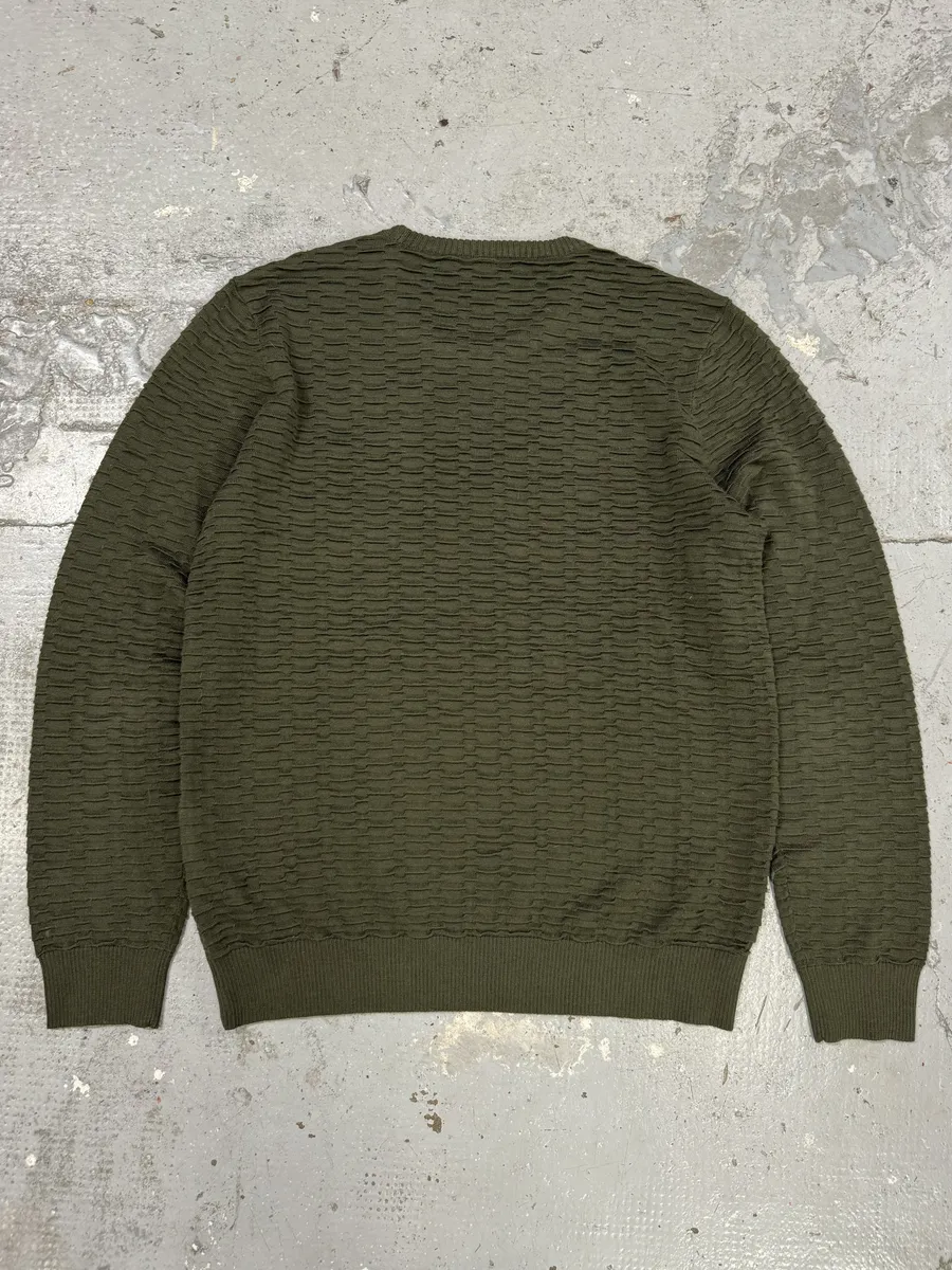 AW2019 Emporio Armani Pleats Khaki Green Sweater - Image 2