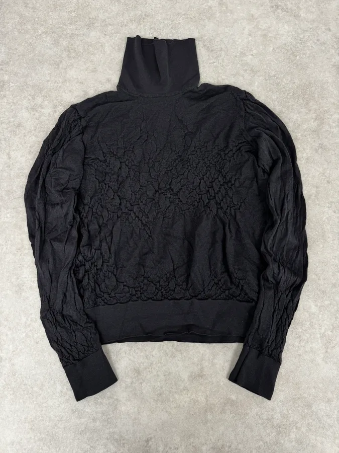 AW2019 Giorgio Armani Grey Crumbled Wool Turtleneck