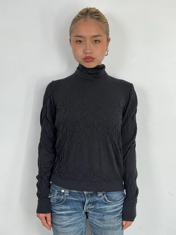 AW2019 Giorgio Armani Grey Crumbled Wool Turtleneck - Image 2