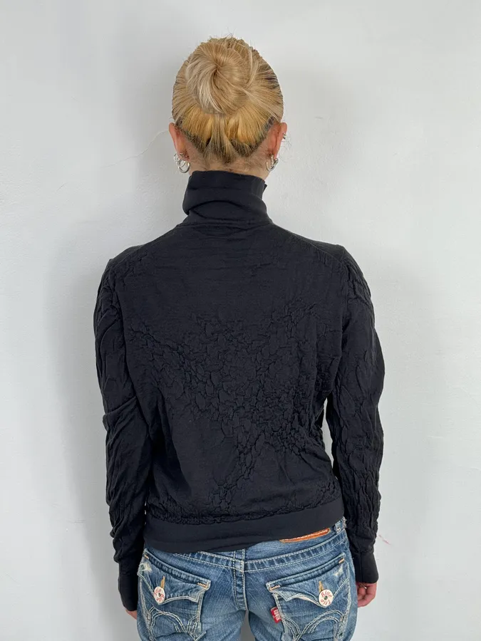 AW2019 Giorgio Armani Grey Crumbled Wool Turtleneck - Image 3