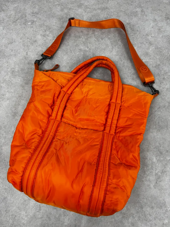AW2019 Maison Margiela Orange Nylon Quilted Tote Bag - Image 6
