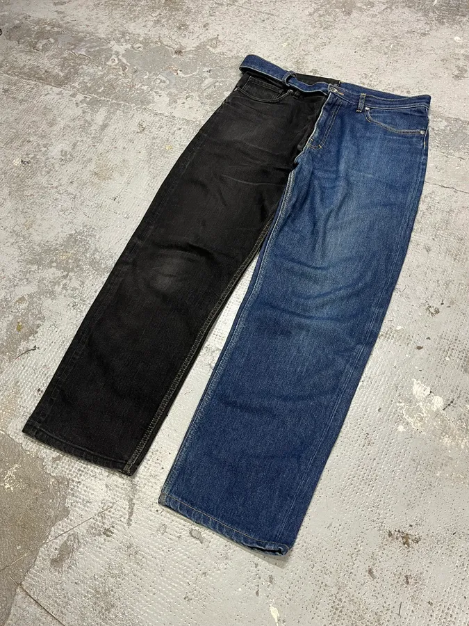 AW2019 Maison Margiela Two Tones Black & Navy Denim Jeans - Image 5