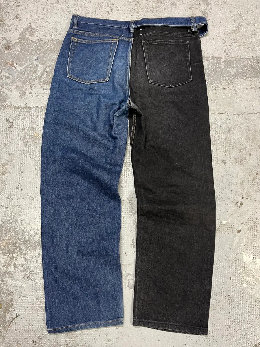 AW2019 Maison Margiela Two Tones Black & Navy Denim Jeans - Image 7