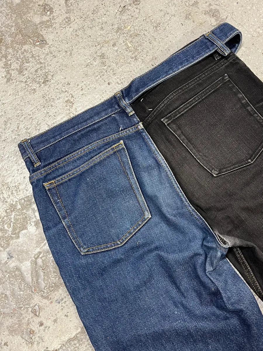 AW2019 Maison Margiela Two Tones Black & Navy Denim Jeans - Image 8