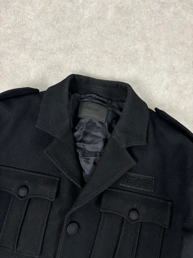 AW2019 Prada Black Wool Multi-Pocket Blazer Jacket - Image 5