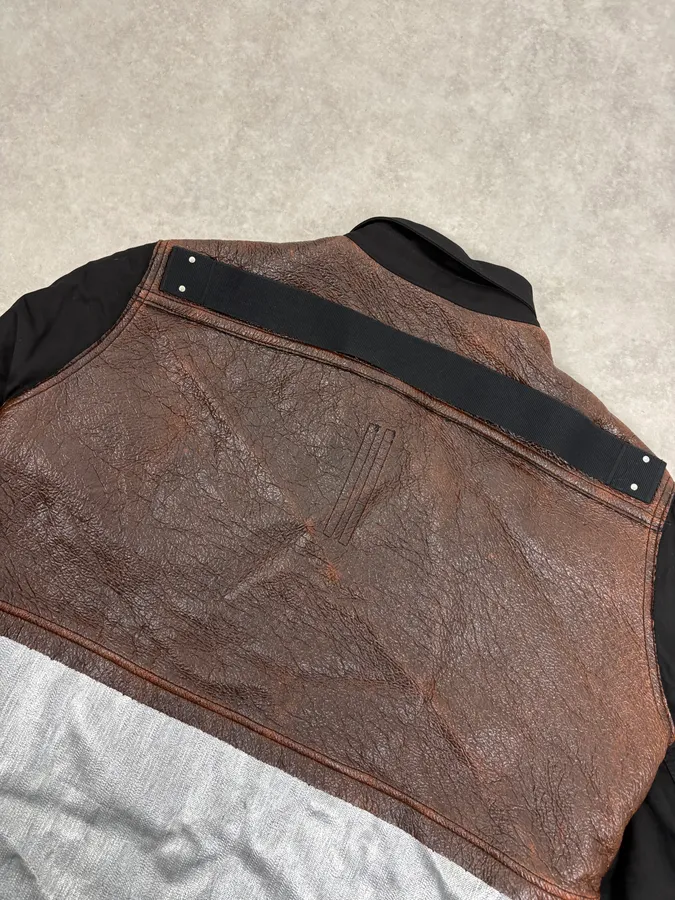 AW2019 Rick Owens Black Leather Back Panel Over Shirt Jacket - Image 6