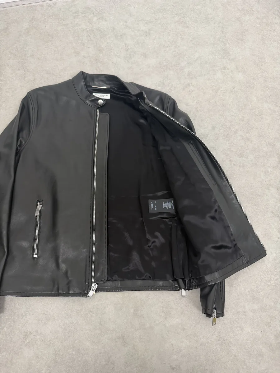 AW2019 Saint Laurent Black Premium Multi Zip Biker Leather Jacket - Image 10