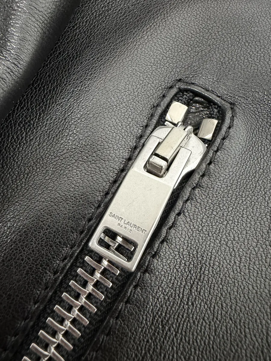 AW2019 Saint Laurent Black Premium Multi Zip Biker Leather Jacket - Image 14