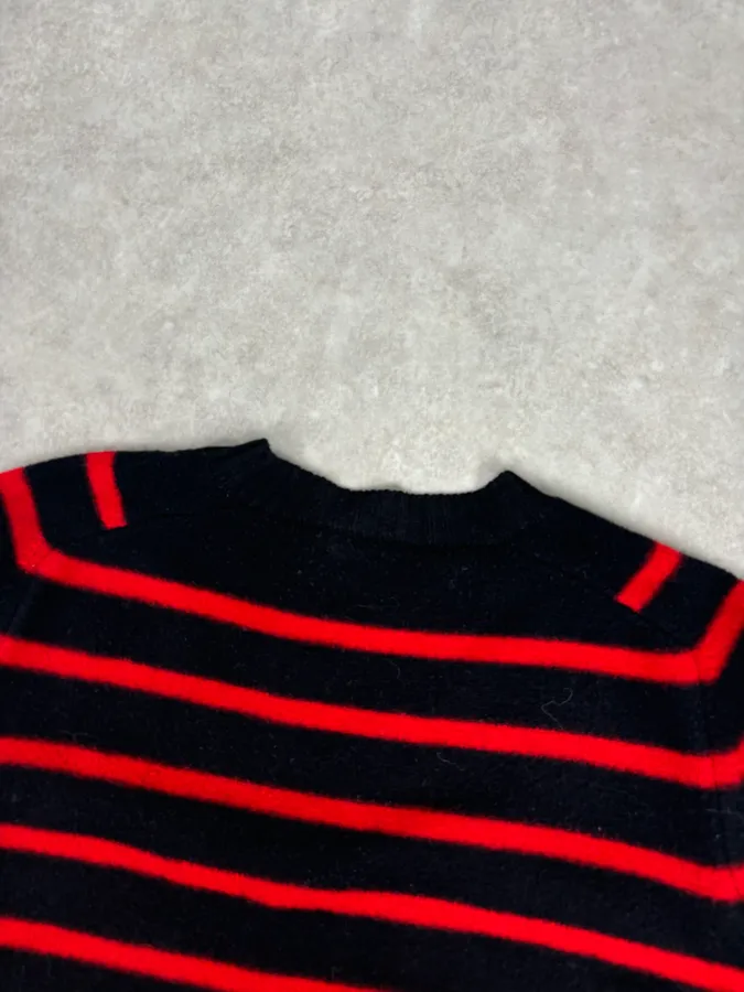 AW2019 Saint Laurent Black & Red Striped Wool Sweater - Image 7