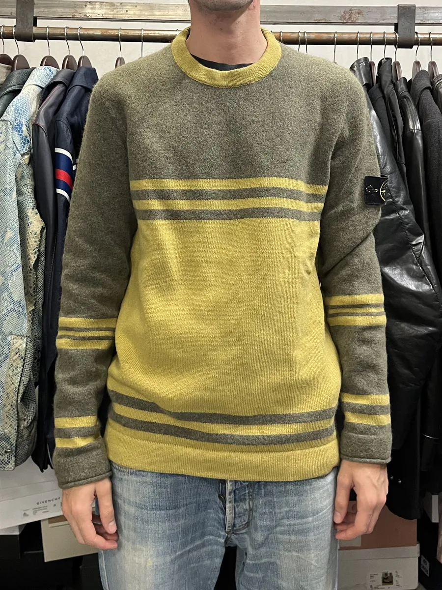 AW2019 Stone Island Grey & Yellow Wool Sweater - Image 5