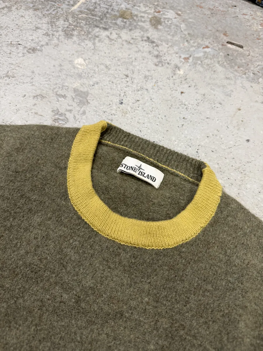 AW2019 Stone Island Grey & Yellow Wool Sweater - Image 9