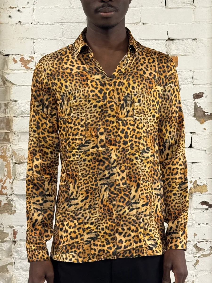 AW2020 Cavalli Leopard Print Silk Savage Shirt