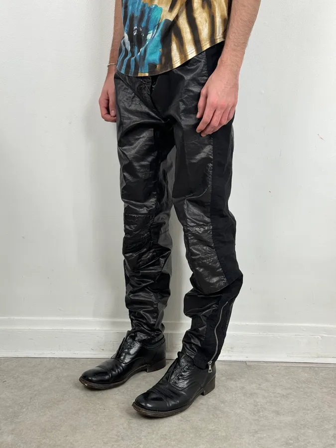 AW2020 Dries Van Noten Black Biker Pants - Image 2