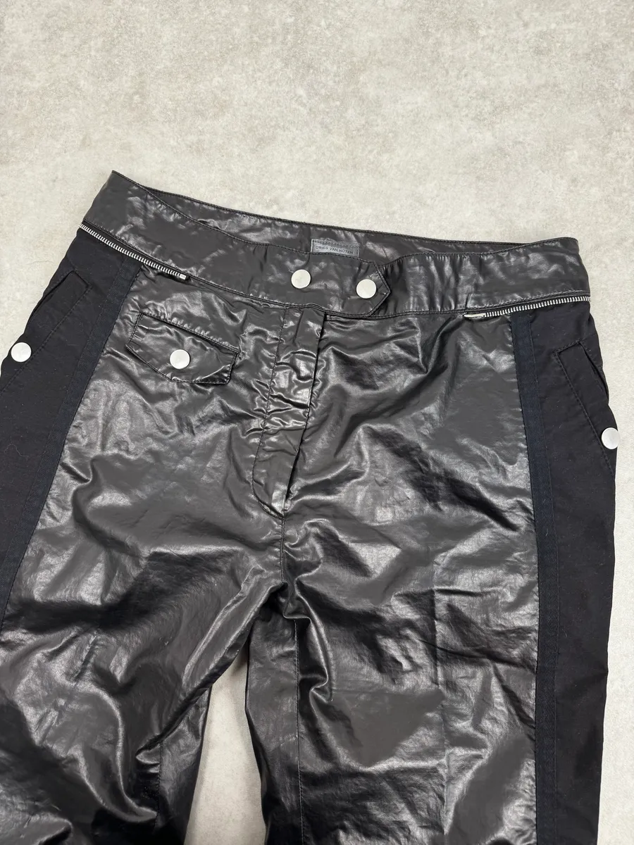 AW2020 Dries Van Noten Black Biker Pants - Image 6