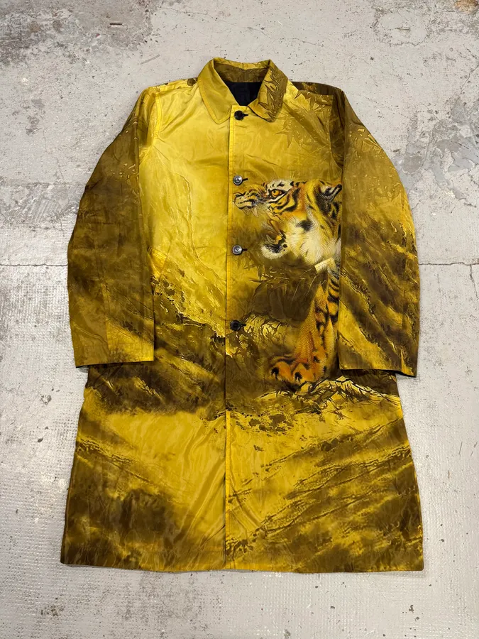 AW2020 Dries Van Noten Tiger Print Reversible Trench Coat