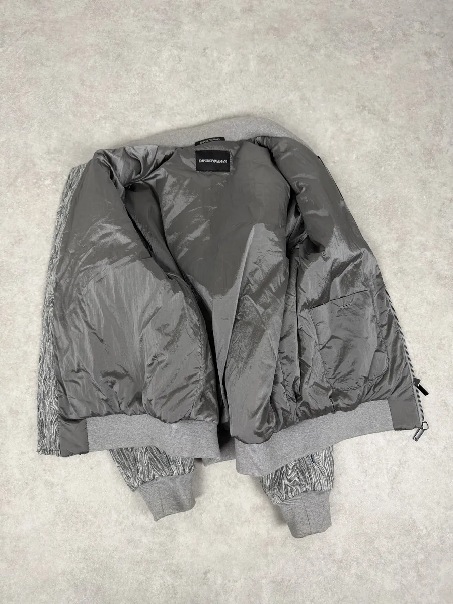 AW2020 Emporio Armani Grey Psychadelic Bomber Jacket - Image 9
