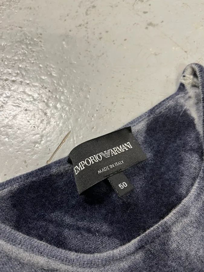 AW2020 Emporio Armani Navy Gradient Grey Wool Sweater - Image 7