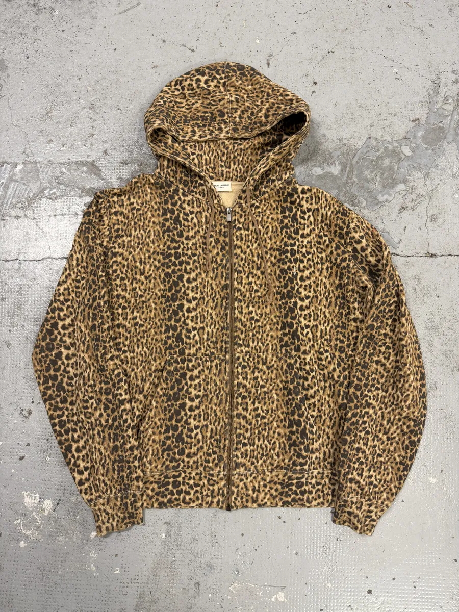 AW2020 Saint Laurent Leopard Zip-up Hoodie - Image 5