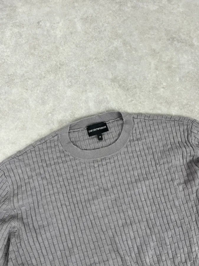 AW2021 Emporio Armani Grey Woven Wool Sweater - Image 5