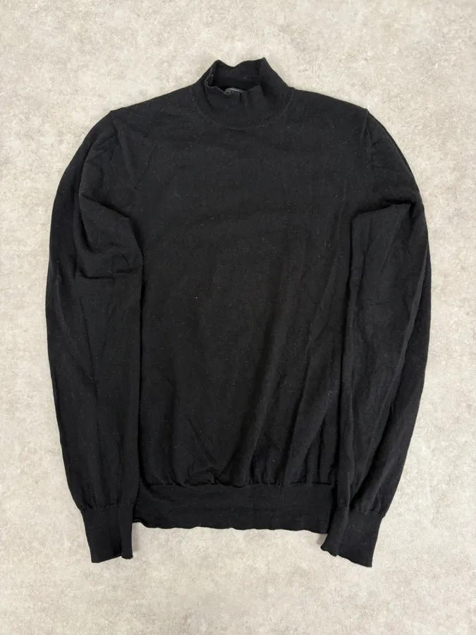 AW2021 Prada Minimalist Black Wool Sweater - Image 4