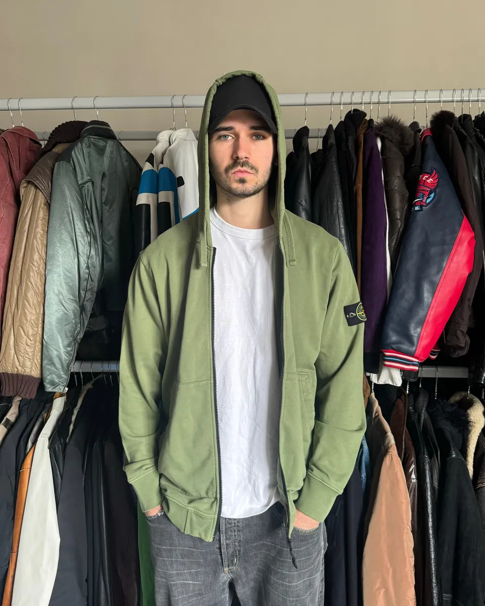 AW2021 Stone Island Olive Hooded Sweater - Image 2