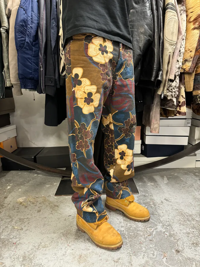 AW2022 Dries Van Noten Multicolored Autumn Flowers Pants - Image 4