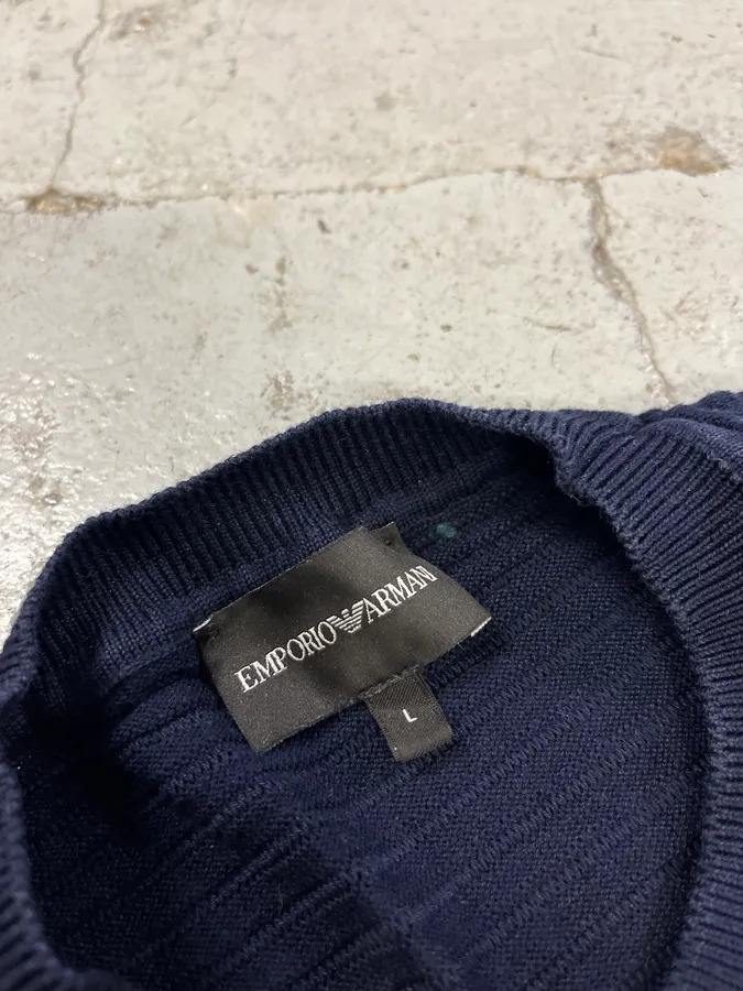 AW2022 Emporio Armani Navy Lined Cozy Accordeon Sweater - Image 8
