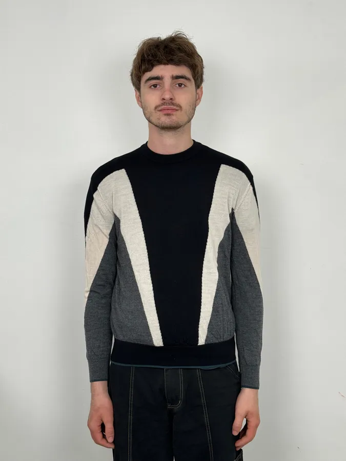 AW2022 Emporio Armani Shape Black & White Wool Sweater - Image 2