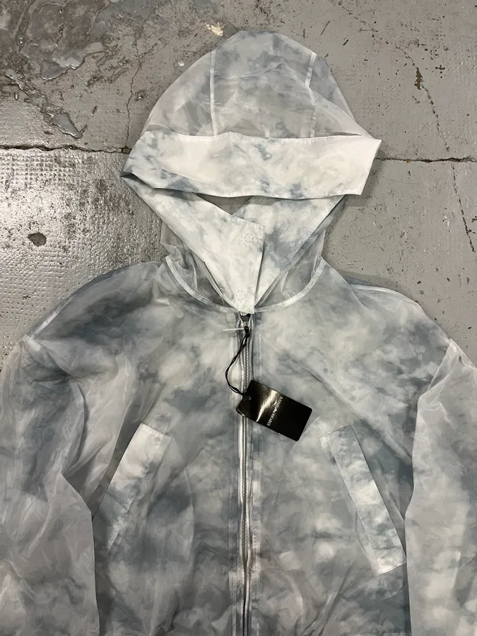 AW2022 Emporio Armani White & Blue Cloudy Windbreaker Jacket - Image 4