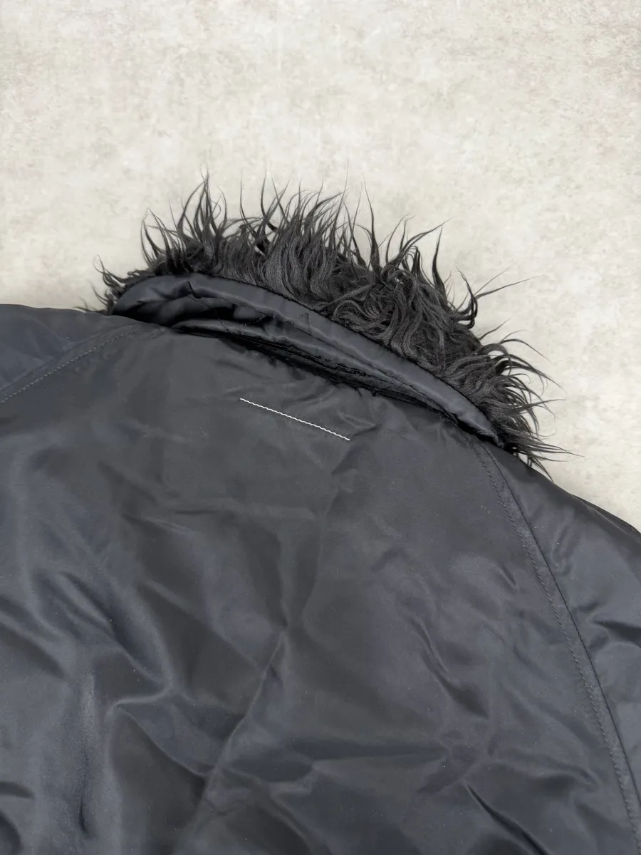 AW2022 Maison Margiela Black Faux Fur Aviator Bomber Jacket - Image 10