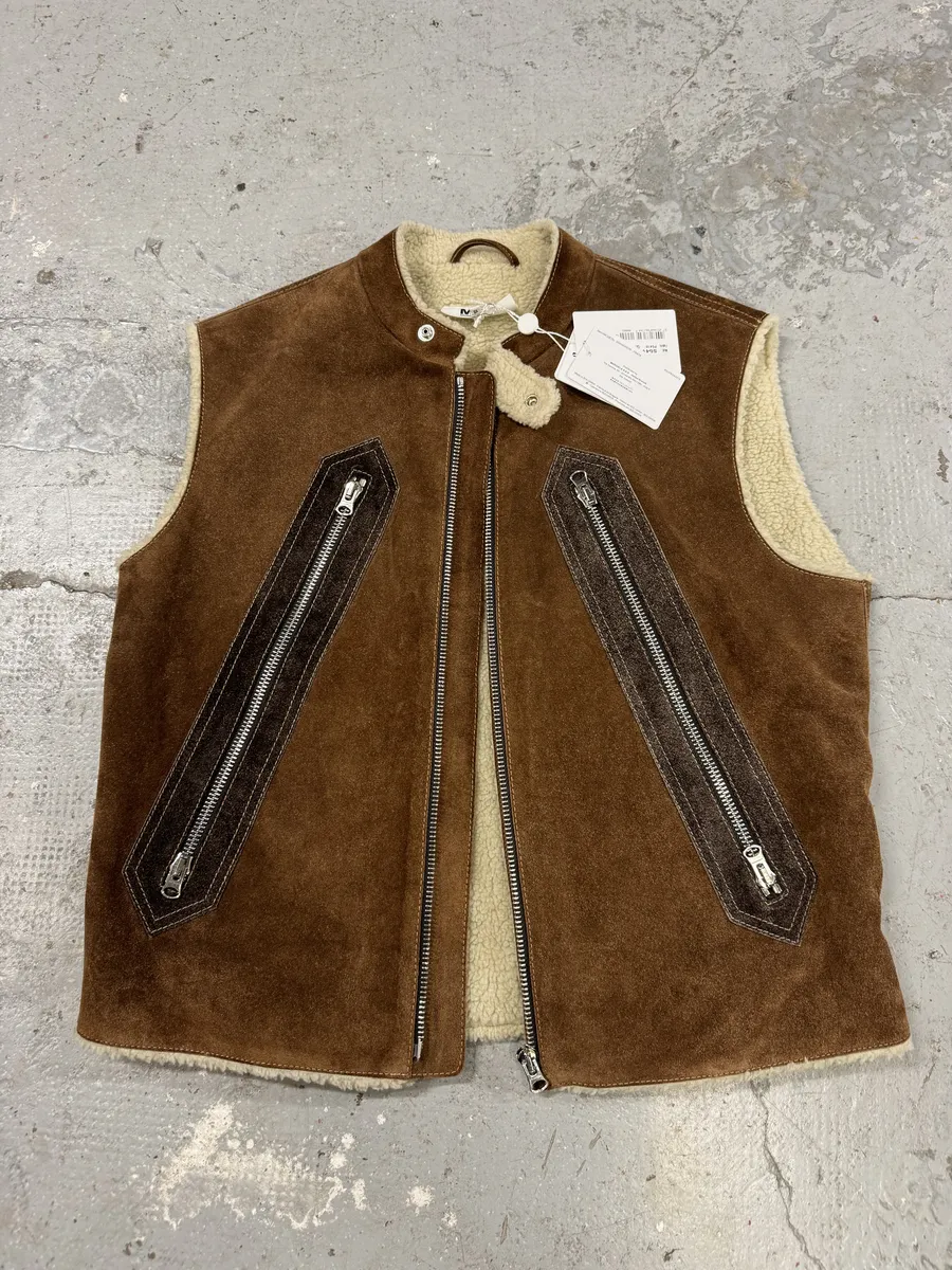 AW2022 Maison Margiela Brown 5 Zips Calf Leather Vest - Image 6