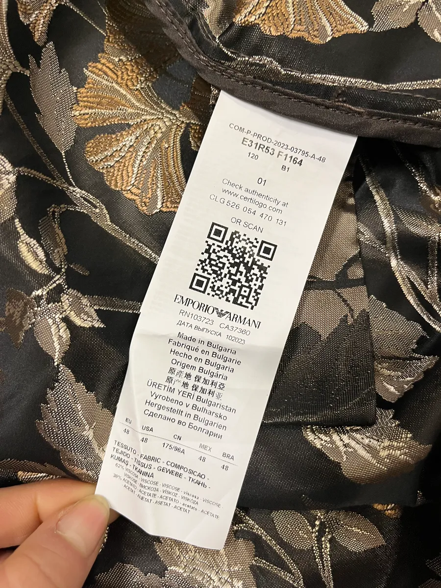 AW2023 Emporio Armani Floral Print Black & Beige Bomber Jacket - Image 10