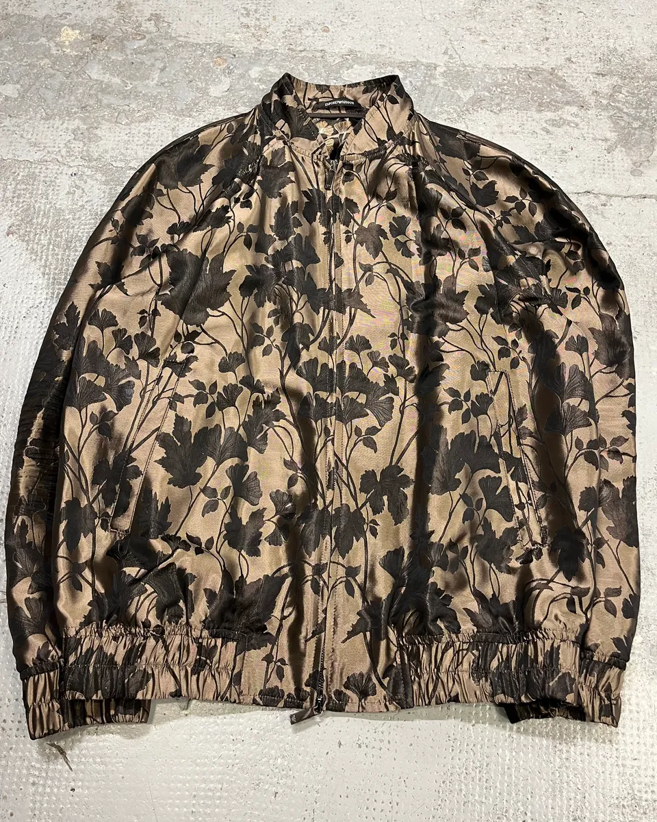 AW2023 Emporio Armani Floral Print Black & Beige Bomber Jacket - Image 4