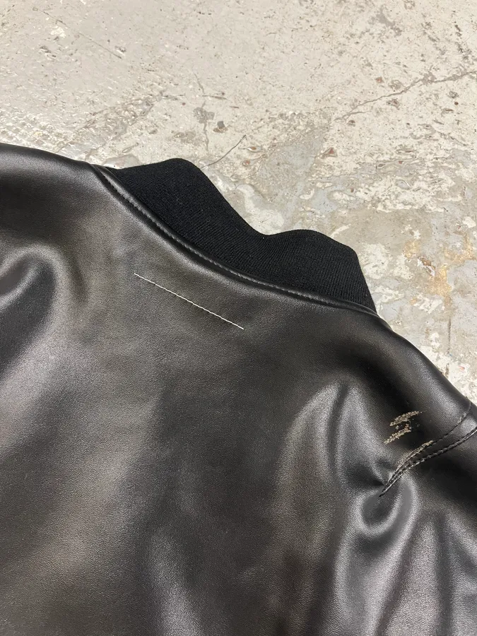 AW2023 Maison Margiela Black Leather Bomber Jacket - Image 11