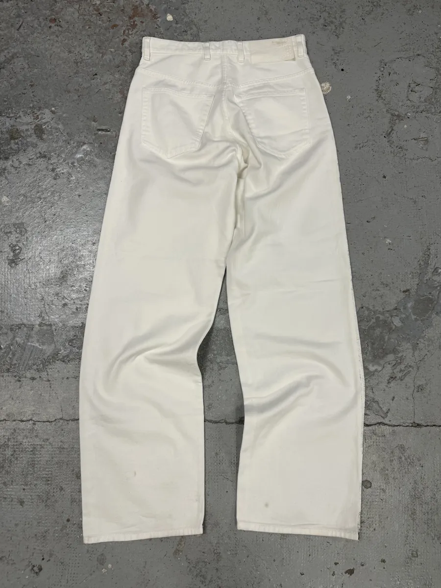 AW2023 Maison Margiela MM6 White & Black Trompe L’oeil Painted Flowers Pants - Image 5