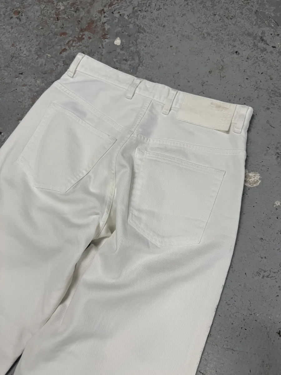 AW2023 Maison Margiela MM6 White & Black Trompe L’oeil Painted Flowers Pants - Image 9