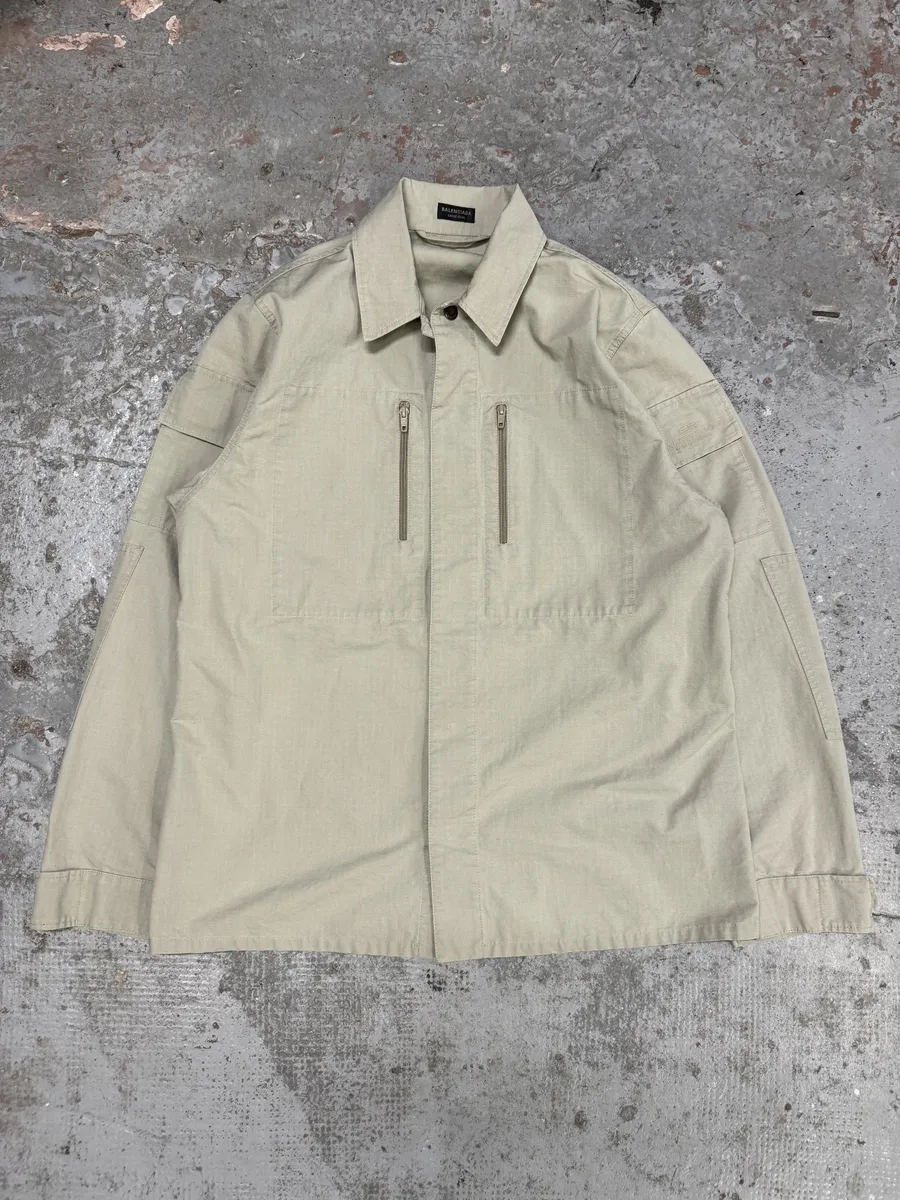 AW2024 Balenciaga Beige Military Ripstop OverShirt - Image 4