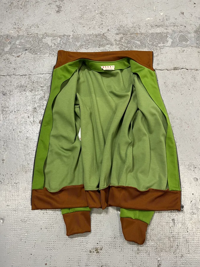 AW2024 Marni Green & Brown Zip-up Sweater - Image 8