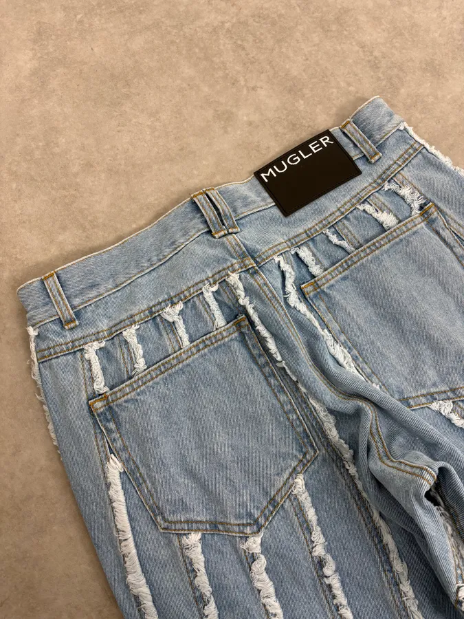 AW2024 Mugler Spiral Baggy Light Blue Jeans - Image 10