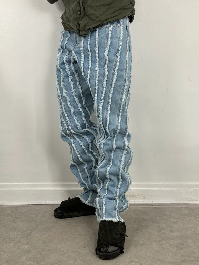 AW2024 Mugler Spiral Baggy Light Blue Jeans - Image 3