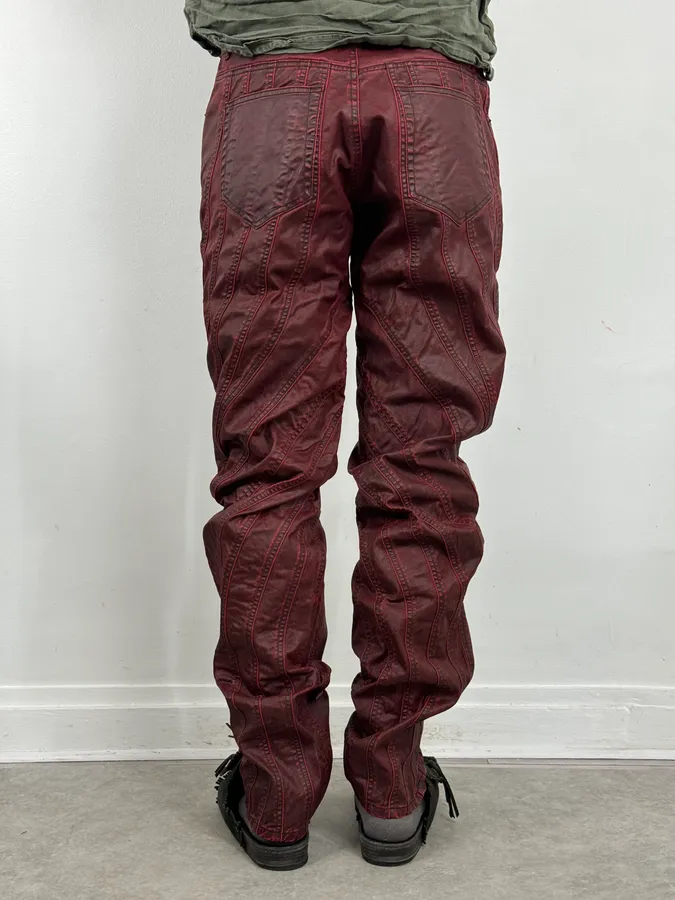 AW2024 Mugler Spiral Resin Vampire Red Jeans - Image 4