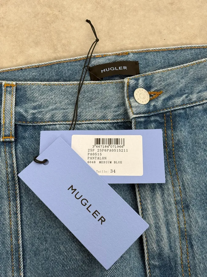 AW2025 Mugler Spiral Oversized Blue Jeans - Image 13