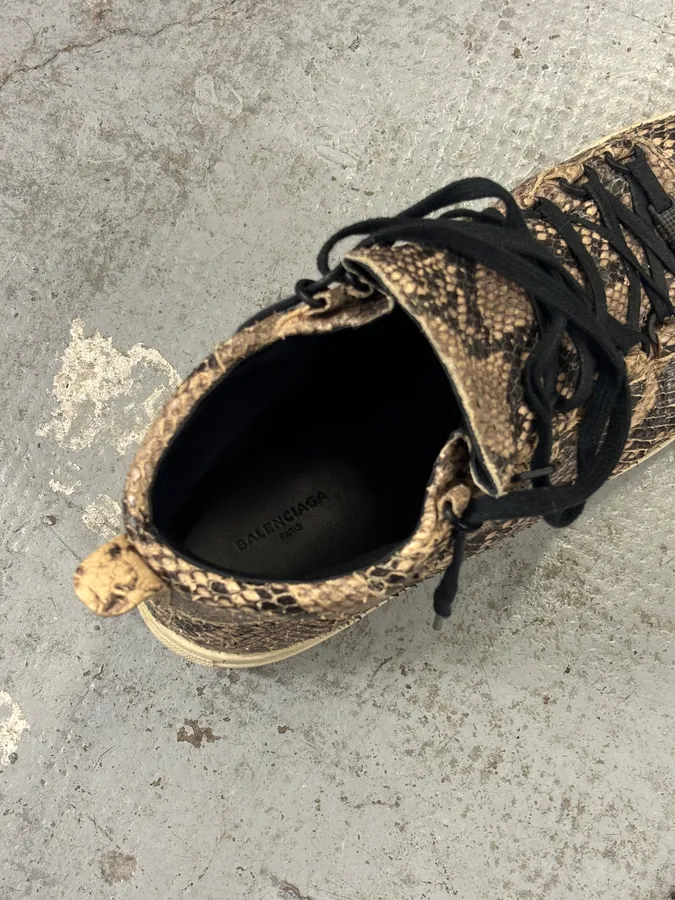 Balenciaga Arena Beige Python Leather High Sneakers - Image 15