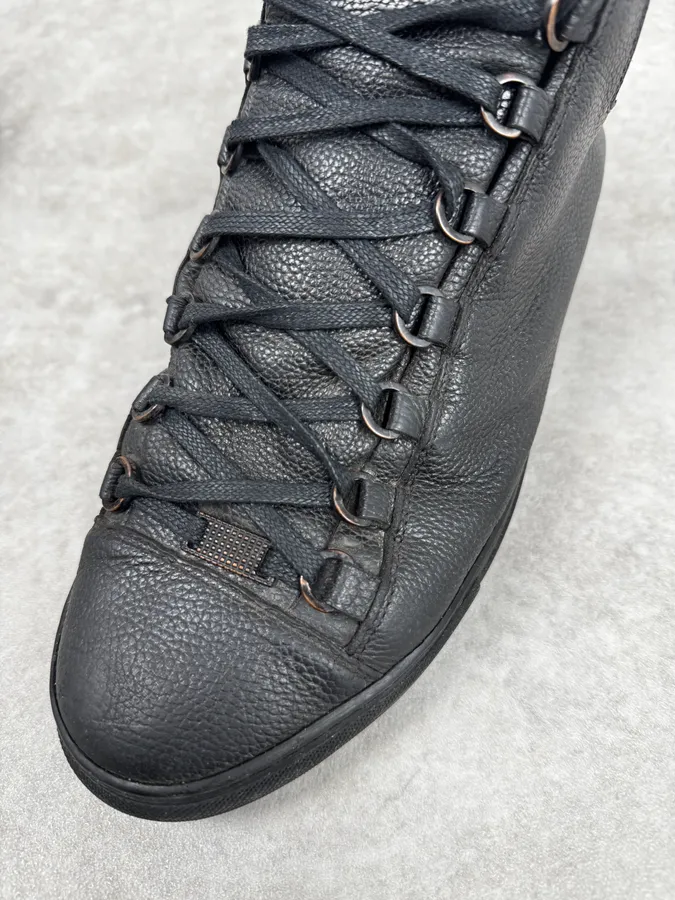 Balenciaga Arena Black Grained Leather High Sneakers - Image 3