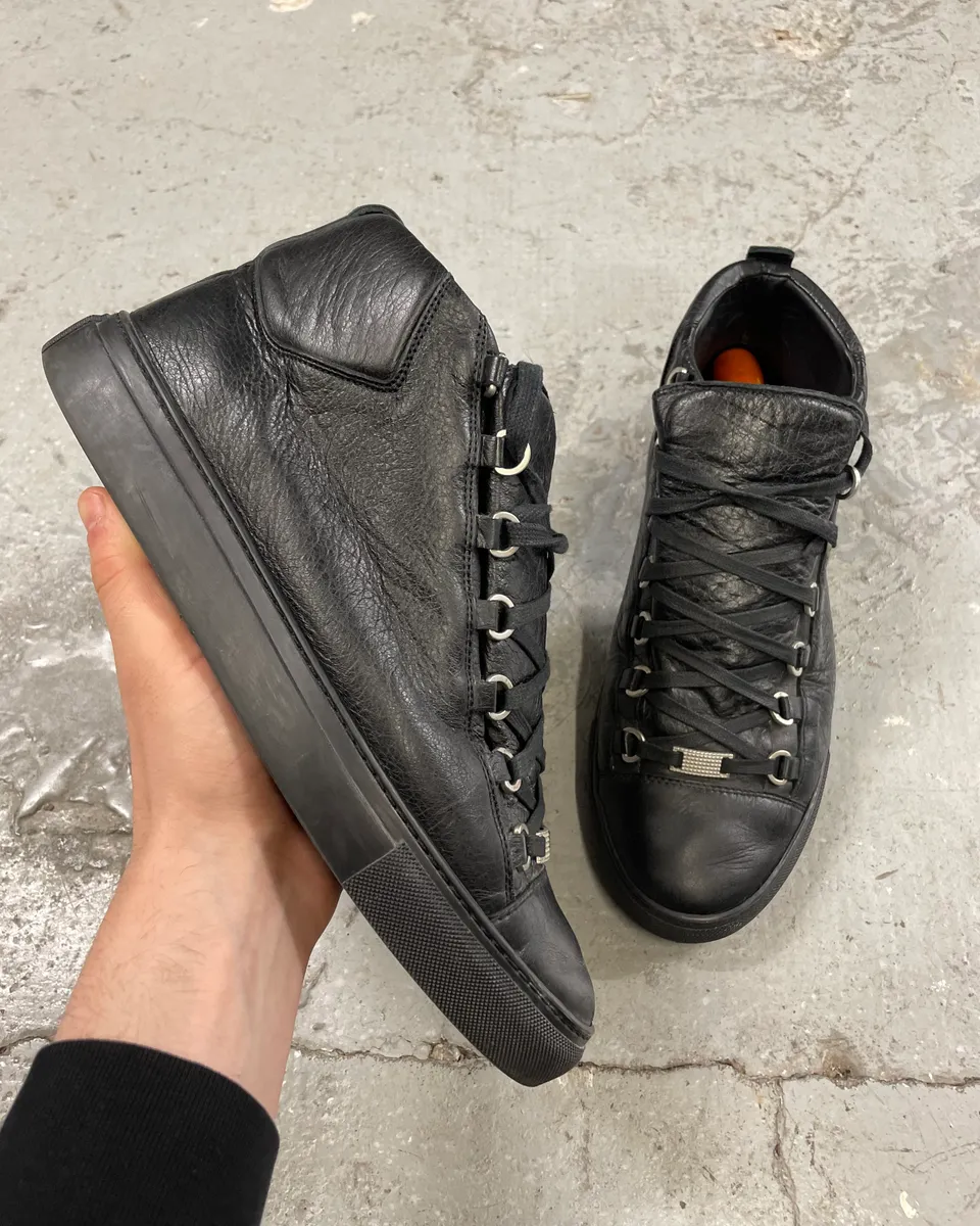 Balenciaga Arena Black High Leather Shoes