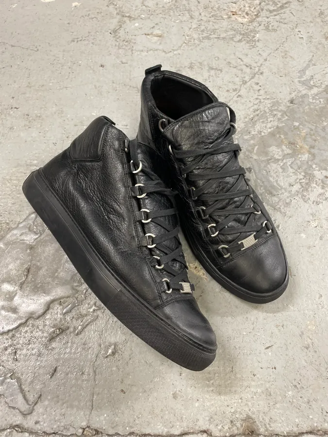 Balenciaga Arena Black High Leather Shoes - Image 5