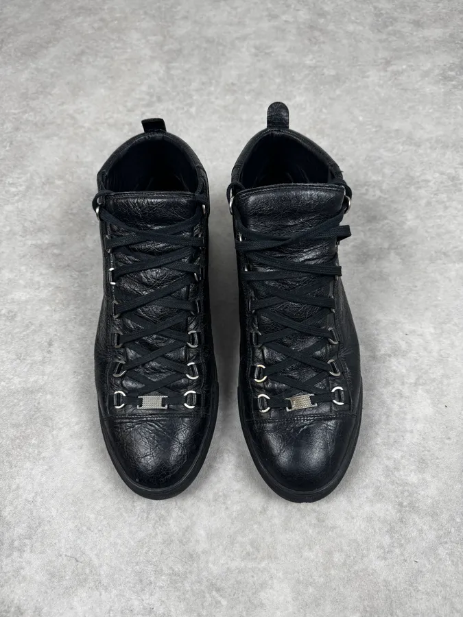 Balenciaga Arena Black High Leather Sneakers - Image 2